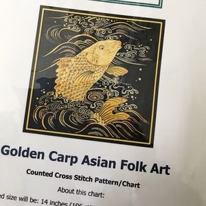 Orenco Originals Golden Carp Asian Folk Art Cross Stitch Chart Pattern